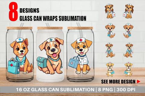 Glass Can Nurse Dog Sublimation artnoy 