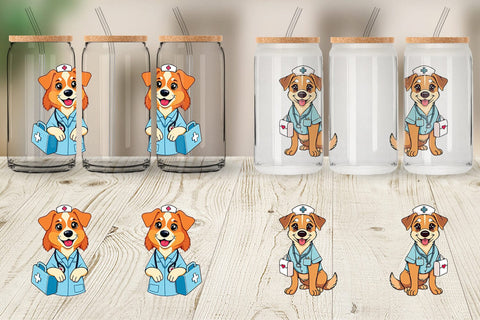Glass Can Nurse Dog Sublimation artnoy 