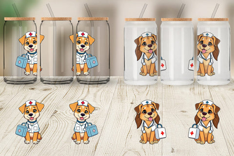 Glass Can Nurse Dog Sublimation artnoy 