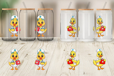 Glass Can Nurse Duck Sublimation artnoy 