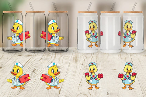 Glass Can Nurse Duck Sublimation artnoy 