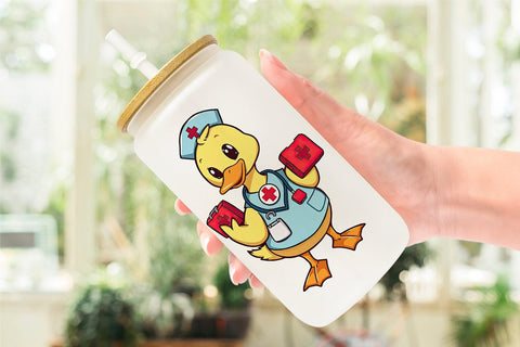 Glass Can Nurse Duck Sublimation artnoy 