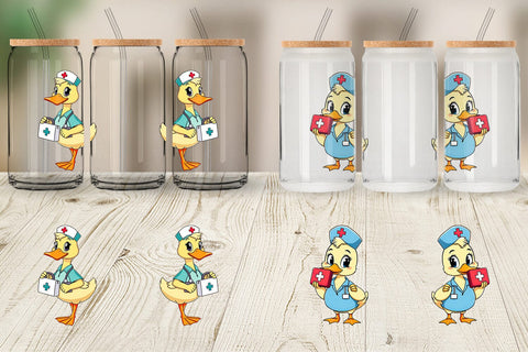 Glass Can Nurse Duck Sublimation artnoy 