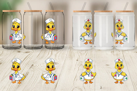 Glass Can Nurse Duck Sublimation artnoy 
