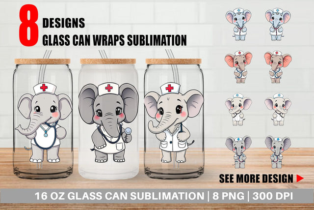 Glass Can Nurse Elephant Sublimation artnoy 