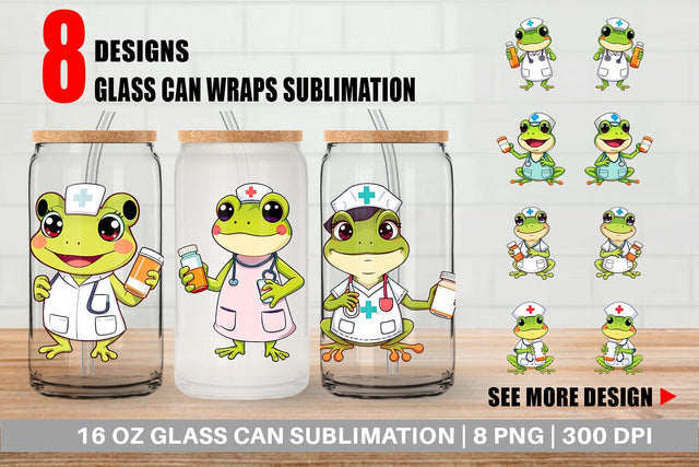Glass Can Nurse Frog Sublimation artnoy 