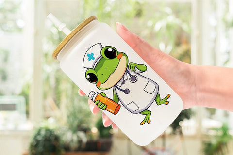 Glass Can Nurse Frog Sublimation artnoy 