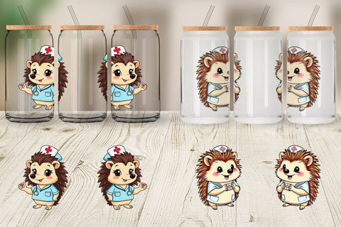 Glass Can Nurse Hedgehog Sublimation artnoy 
