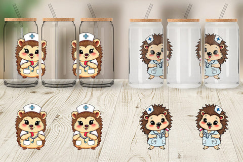 Glass Can Nurse Hedgehog Sublimation artnoy 