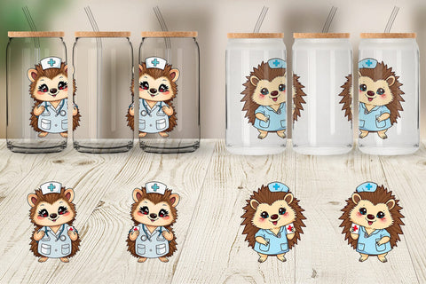 Glass Can Nurse Hedgehog Sublimation artnoy 