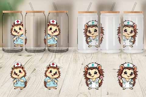 Glass Can Nurse Hedgehog Sublimation artnoy 