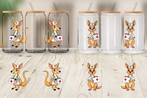Glass Can Nurse Kangaroo Sublimation artnoy 