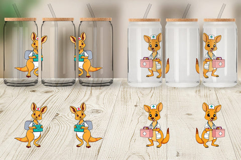 Glass Can Nurse Kangaroo Sublimation artnoy 