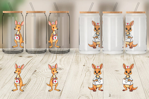 Glass Can Nurse Kangaroo Sublimation artnoy 