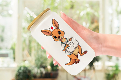 Glass Can Nurse Kangaroo Sublimation artnoy 
