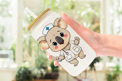 Glass Can Nurse Koala Sublimation artnoy 