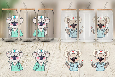 Glass Can Nurse Koala Sublimation artnoy 