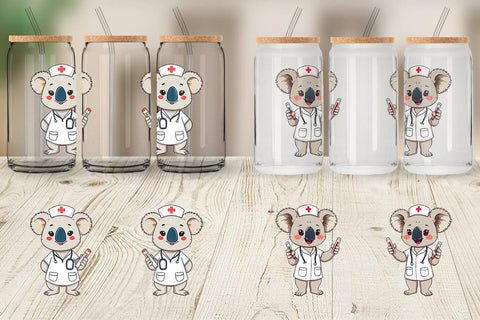 Glass Can Nurse Koala Sublimation artnoy 