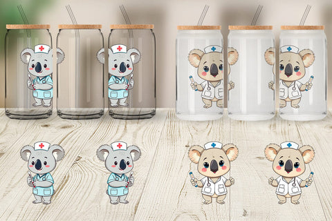 Glass Can Nurse Koala Sublimation artnoy 
