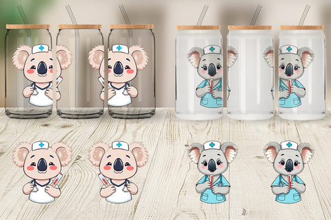Glass Can Nurse Koala Sublimation artnoy 