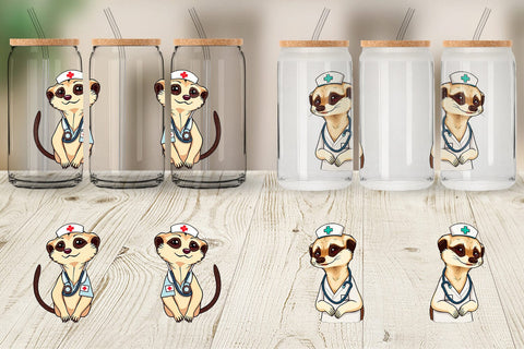 Glass Can Nurse Meerkat Sublimation artnoy 