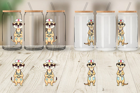 Glass Can Nurse Meerkat Sublimation artnoy 