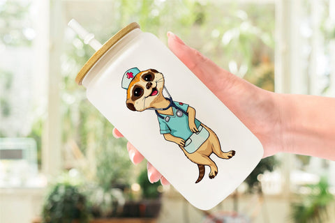 Glass Can Nurse Meerkat Sublimation artnoy 