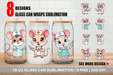 Glass Can Nurse Mouse Sublimation artnoy 