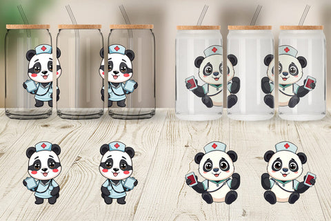 Glass Can Nurse Panda Sublimation artnoy 