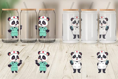 Glass Can Nurse Panda Sublimation artnoy 