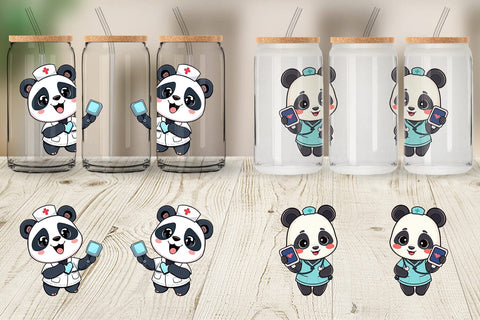 Glass Can Nurse Panda Sublimation artnoy 