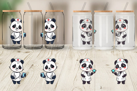 Glass Can Nurse Panda Sublimation artnoy 