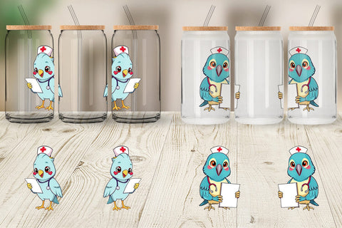Glass Can Nurse Parrot Sublimation artnoy 