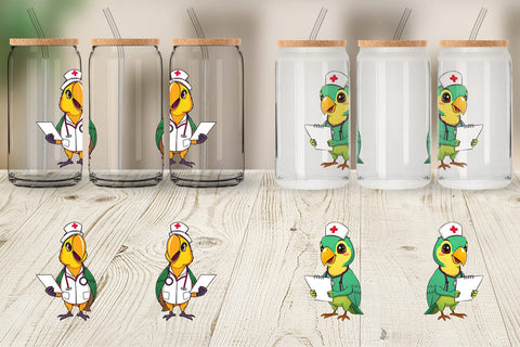 Glass Can Nurse Parrot Sublimation artnoy 