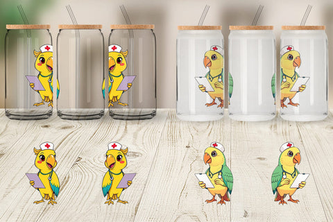 Glass Can Nurse Parrot Sublimation artnoy 