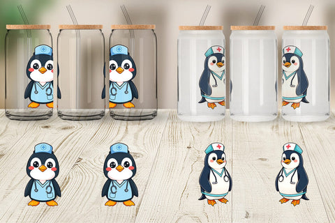 Glass Can Nurse Penguin Sublimation artnoy 