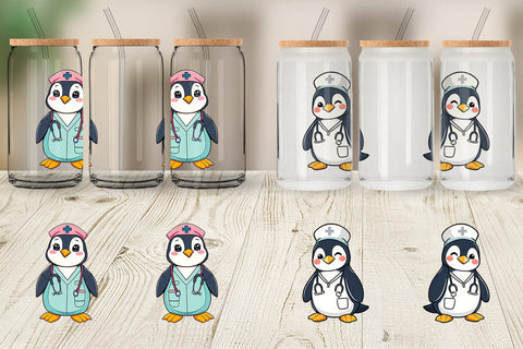 Glass Can Nurse Penguin Sublimation artnoy 