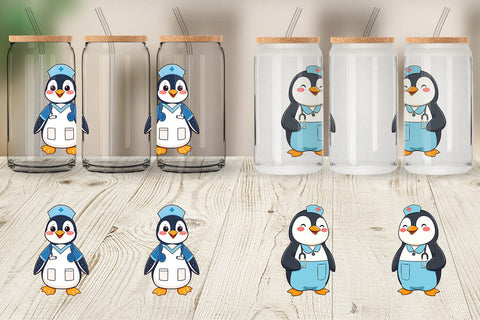 Glass Can Nurse Penguin Sublimation artnoy 