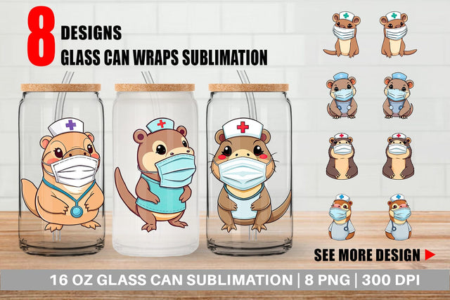 Glass Can Nurse Platypus Sublimation artnoy 
