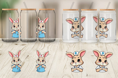 Glass Can Nurse Rabbit Sublimation artnoy 