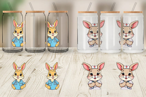 Glass Can Nurse Rabbit Sublimation artnoy 