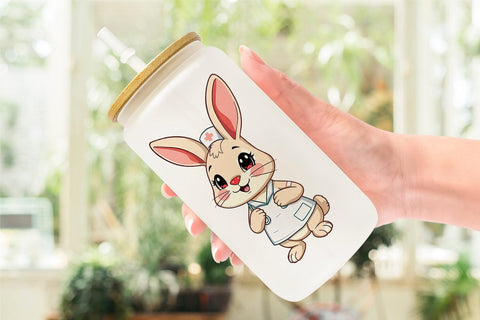 Glass Can Nurse Rabbit Sublimation artnoy 