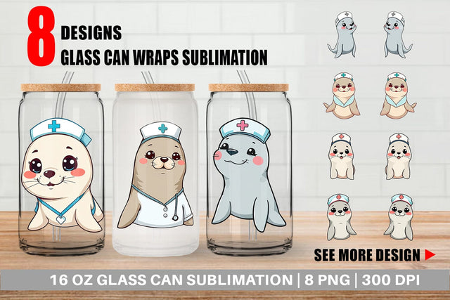Glass Can Nurse Seal Sublimation artnoy 
