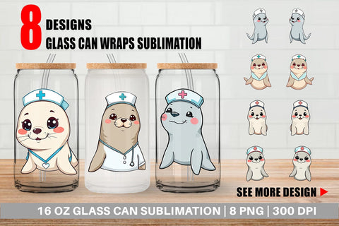 Glass Can Nurse Seal Sublimation artnoy 