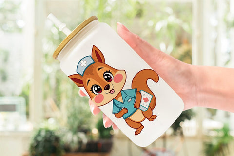 Glass Can Nurse Squirrel Sublimation artnoy 