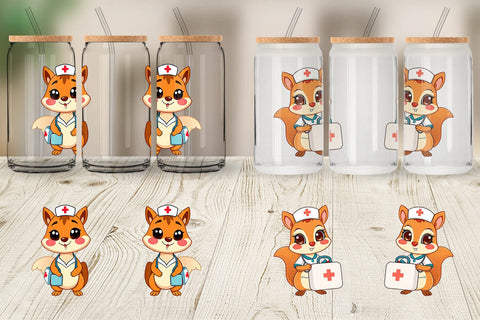 Glass Can Nurse Squirrel Sublimation artnoy 