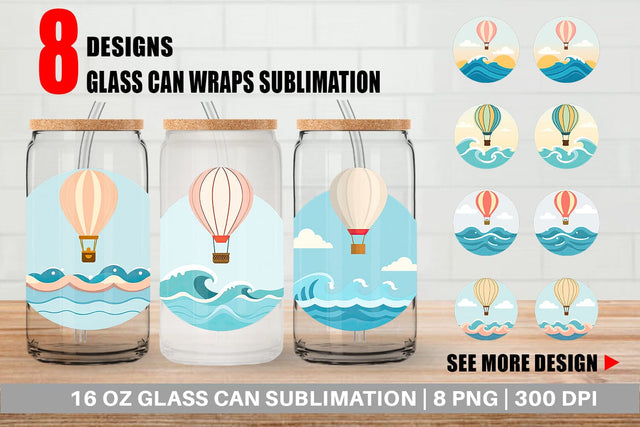 Glass Can Ocean Hot Air Balloon Sublimation artnoy 