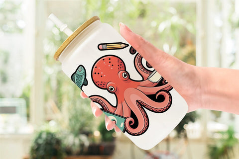 Glass Can Octopus Mood Sublimation artnoy 