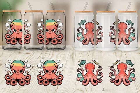 Glass Can Octopus Mood Sublimation artnoy 