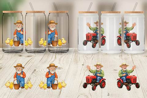 Glass Can Old Farmer Sublimation artnoy 